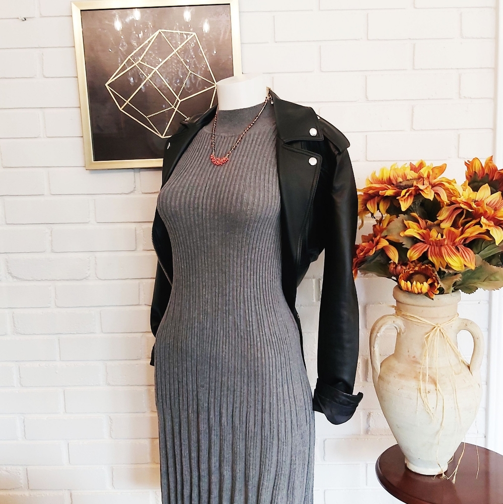 Cozy Grey Sweater Dress